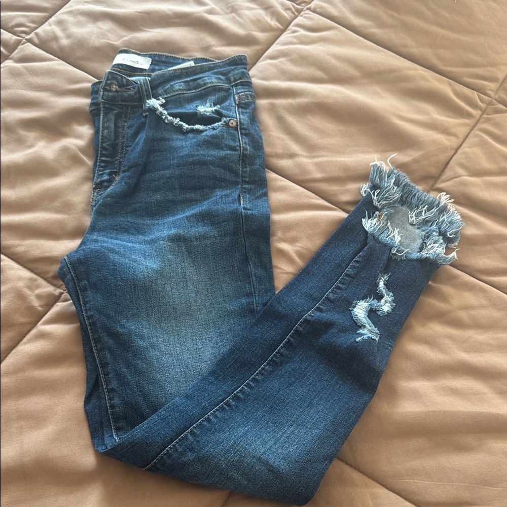 Buckle Dark Blue Distressed Skinny Jeans